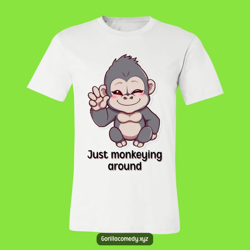 Funny Winking Gorilla Wave T-Shirt - Cool Greeting Tee, Awesome Funny Gift