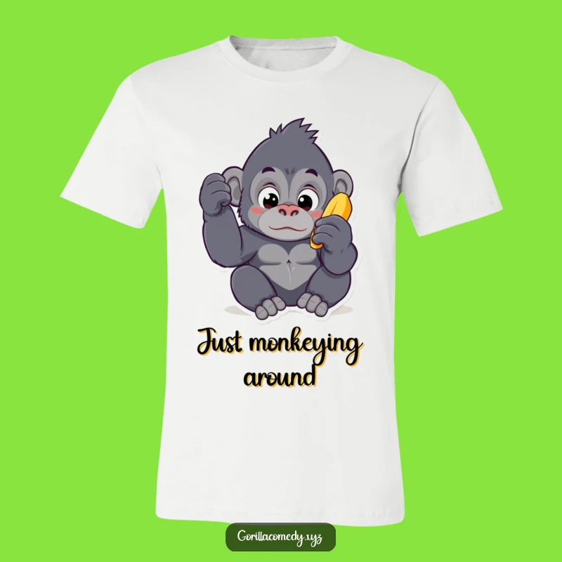 Funny Kawaii Gorilla Banana T-Shirt - Cute Curious Ape Tee for Fun Lovers