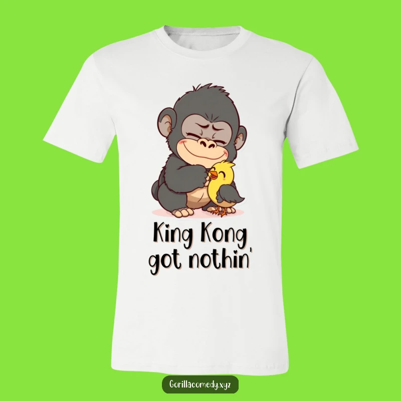 Funny Gorilla Tickling Bird T-Shirt - Hilarious Cartoon Primate Tee Gift