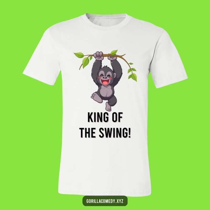 Funny Gorilla Swing T-Shirt: Triumphant Jungle Character Tee for Expressive Fun