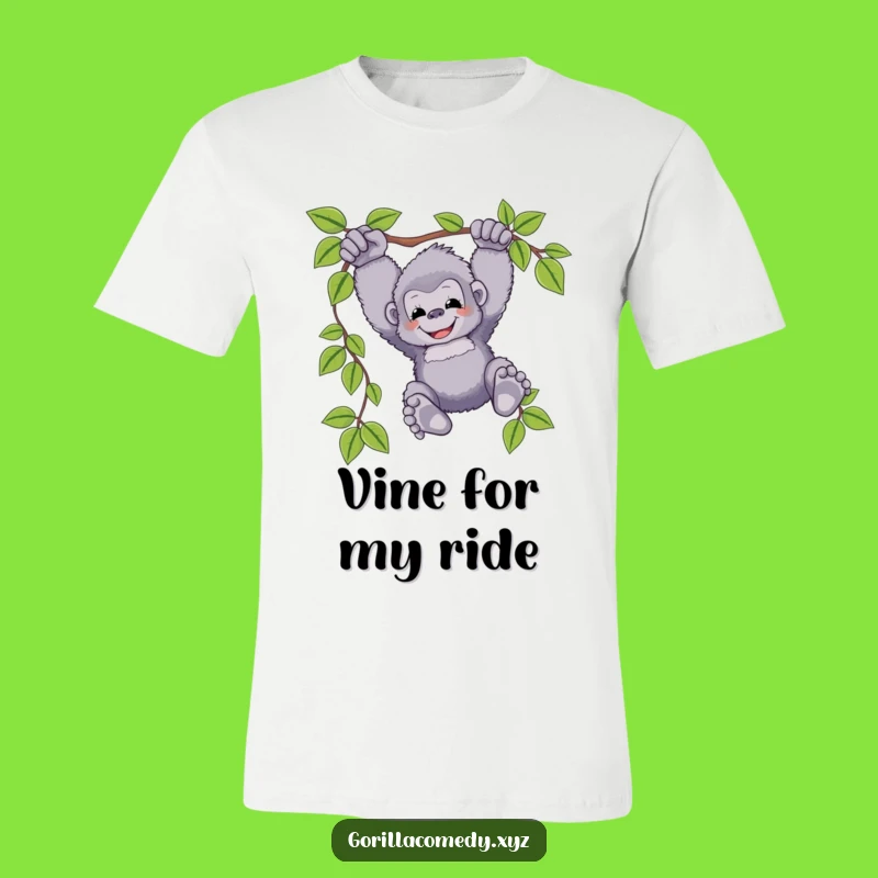 Funny Swinging Gorilla T-Shirt: Happy Ape Adventure Tee