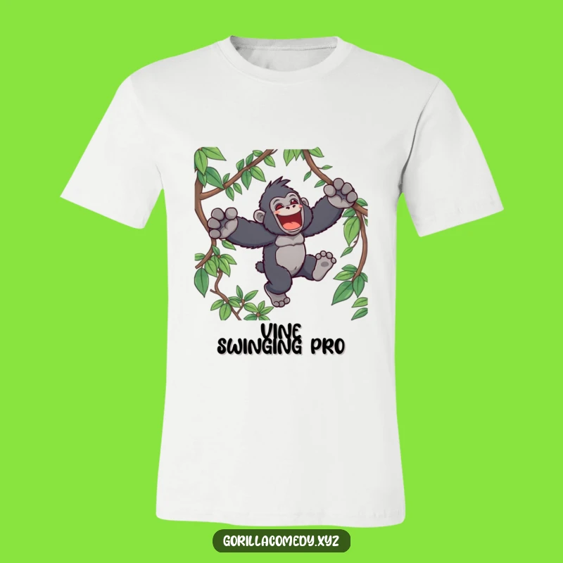 Funny Kawaii Gorilla Jungle Leap T-Shirt - Energetic Ape Tee for Adventure