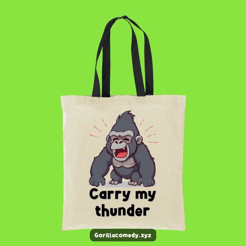 Funny Roaring Gorilla Tote Bag: Sound Wave Design, Practical Gift