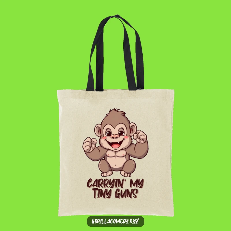 Funny Tiny Muscle Gorilla Tote Bag: Carry Your Laughs in Style