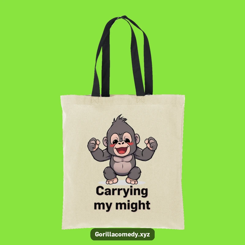 Funny Kawaii Gorilla Flex Tote Bag: Carry Your Strength in Style