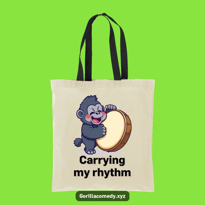Funny Gorilla Drummer Tote Bag: Kawaii Character Bag, a Great Comical Gift