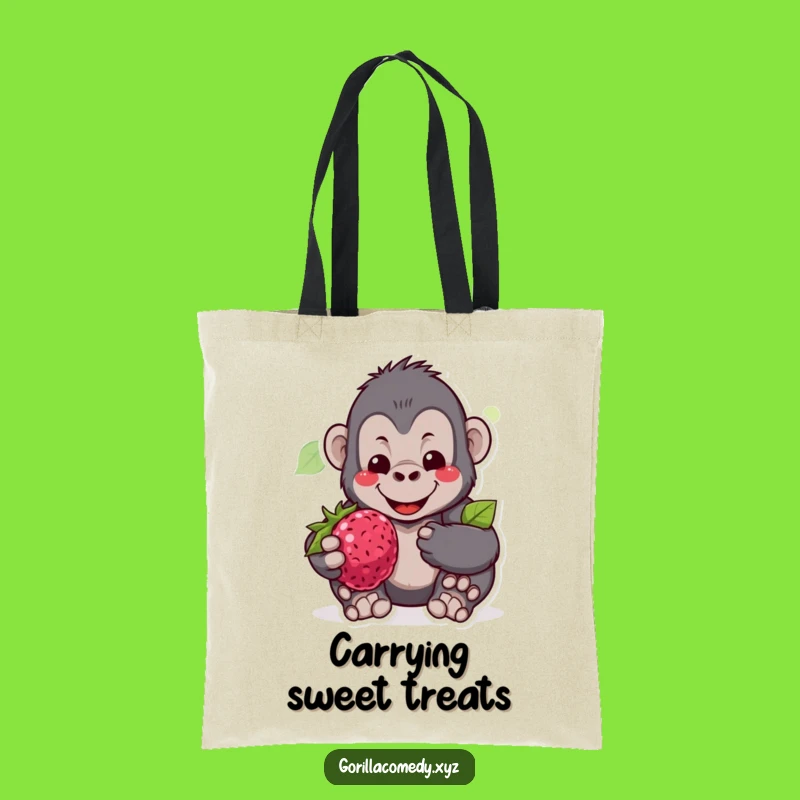 Funny Gorilla Berry Tote Bag: Carry Kindness with This Gentle Smile Design