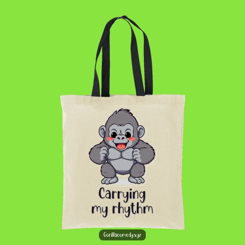 Funny Gorilla Chest Pound Tote Bag: Rhythmic Vibes, Hilarious Carry-All Gift