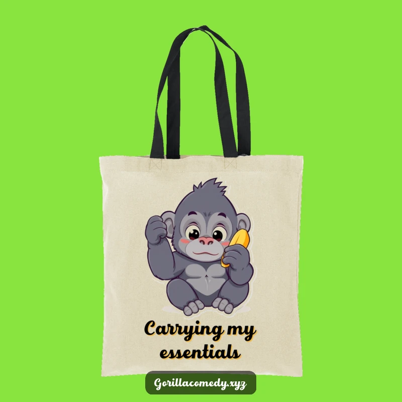 Funny Kawaii Gorilla Banana Tote Bag - Cute Curious Ape Shopping Bag Gift