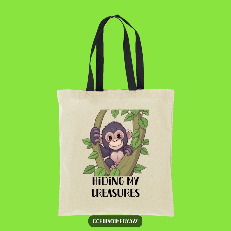 Funny Curious Gorilla Tote Bag: Playful Primate Carryall Gift