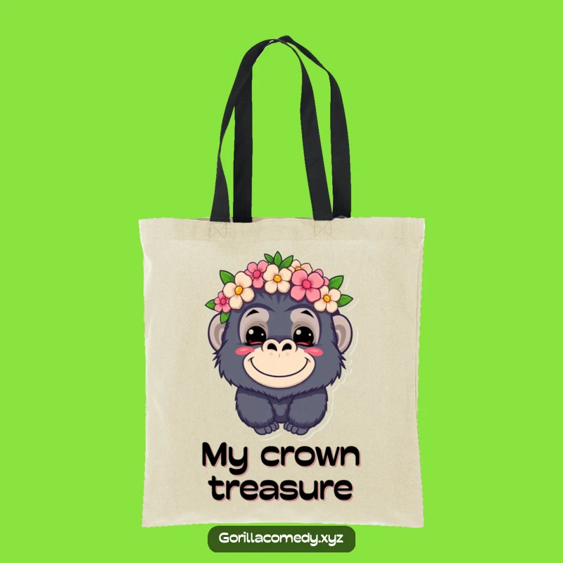 Funny Kawaii Gorilla Flower Crown Tote Bag - Carry Mischief with this Cute Accessory