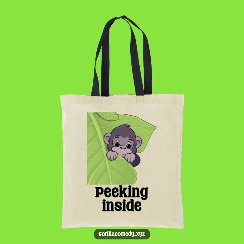 Funny Gorilla Leaf Peeker Tote Bag - Jungle Intrigue Accessory